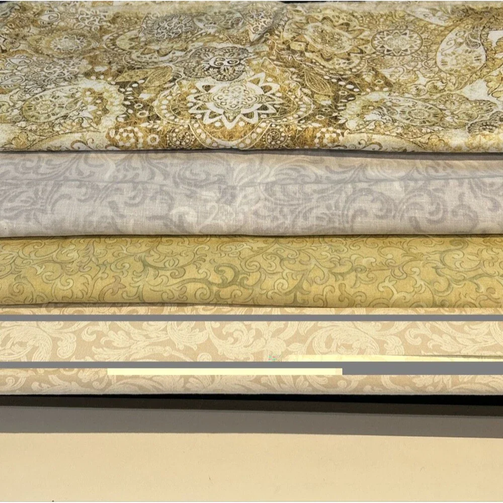 Fabric 4 Pc Lot Quilting Crafts Sewing Art Project Cotton Neutral Shades